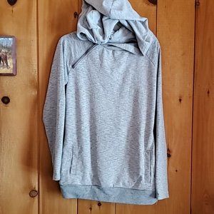 & Women's Double Hood Grey Sweatershirt Size Large